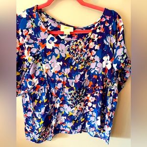 Anthropologie Maeve brand vibrant multicolored floral pattern blouse